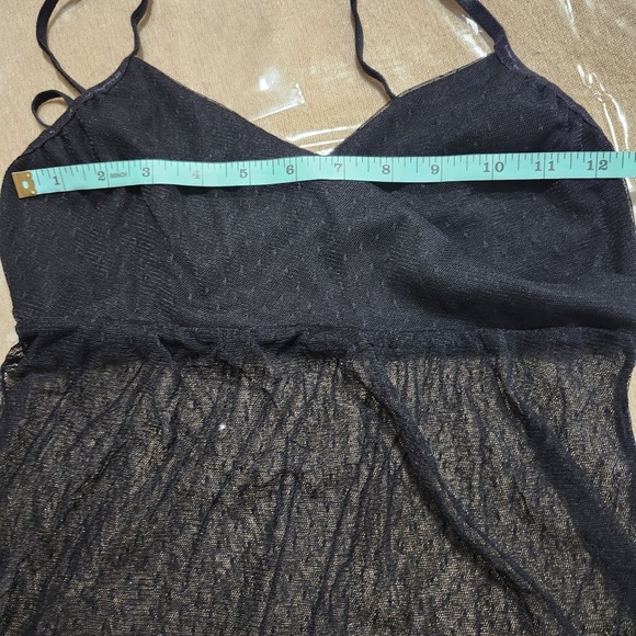 Charlotte Russe Babydoll Cami Black Mesh Pointelle Fairy Grunge Sheer Whimsigoth - Picture 9 of 10
